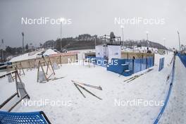02.03.2017, Pyeong Chang, Korea (KOR): Event Feature: Overview over the mixed zone, the athletes changing area and the photographers finish position -  IBU world cup biathlon, sprint women, Pyeong Chang (KOR). www.nordicfocus.com. © Manzoni/NordicFocus. Every downloaded picture is fee-liable.