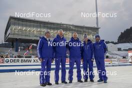05.03.2017, Pyeong Chang, Korea (KOR): Christoph Linsinger (AUT), IBU IR, Matej Kordez (SLO), IBU IR, Borut Nunar (SLO) IBU race director, Max Saenger (USA/SUI), IBU IR, Lorenz Leitgeb (ITA), IBU IR, (l-r) -  IBU world cup biathlon, training, Pyeong Chang (KOR). www.nordicfocus.com. © Manzoni/NordicFocus. Every downloaded picture is fee-liable.
