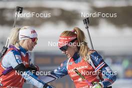 18.03.2017, Oslo, Norway (NOR): Mari Laukkanen (FIN), Gabriela Koukalova (CZE), (l-r) -  IBU world cup biathlon, pursuit women, Oslo (NOR). www.nordicfocus.com. © Manzoni/NordicFocus. Every downloaded picture is fee-liable.