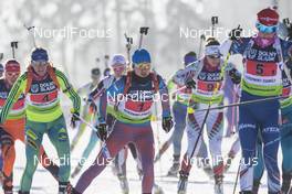 29.01.2017, Duszniki Zdroj, Poland (POL): Ingela Andersson (SWE), Daria Virolaynen (RUS), Stefani Popova (BUL), Veronika Vitkova (CZE), (l-r) - IBU Open European championships biathlon, single mixed relay, Duszniki Zdroj (POL). www.nordicfocus.com. © Manzoni/NordicFocus. Every downloaded picture is fee-liable.