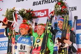 15.02.2017, Hochfilzen, Austria (AUT): Alexia Runggaldier (ITA), Gabriela Koukalova (CZE), Laura Dahlmeier (GER) - IBU world championships biathlon, individual women, Hochfilzen (AUT). www.nordicfocus.com. © NordicFocus. Every downloaded picture is fee-liable.
