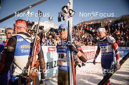 19.02.2017, Hochfilzen, Austria (AUT): Tarjei Boe (NOR), Erik Lesser (GER) - IBU world championships biathlon, mass men, Hochfilzen (AUT). www.nordicfocus.com. © NordicFocus. Every downloaded picture is fee-liable.