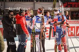 19.02.2017, Hochfilzen, Austria (AUT): Tarjei Boe (NOR), Simon Schempp (GER) - IBU world championships biathlon, mass men, Hochfilzen (AUT). www.nordicfocus.com. © NordicFocus. Every downloaded picture is fee-liable.