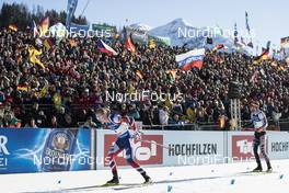19.02.2017, Hochfilzen, Austria (AUT): Johannes Thingnes Boe (NOR), Simon Eder (AUT), (l-r) - IBU world championships biathlon, mass men, Hochfilzen (AUT). www.nordicfocus.com. © NordicFocus. Every downloaded picture is fee-liable.
