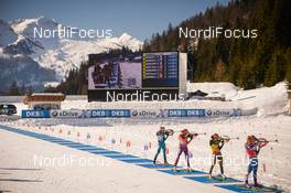 19.02.2017, Hochfilzen, Austria (AUT): Gabriela Koukalova (CZE), Laura Dahlmeier (GER), Susan Dunklee (USA), Marie Dorin Habert (FRA) - IBU world championships biathlon, mass women, Hochfilzen (AUT). www.nordicfocus.com. © NordicFocus. Every downloaded picture is fee-liable.