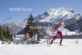 19.02.2017, Hochfilzen, Austria (AUT): Laura Dahlmeier (GER), Alexia Runggaldier (ITA), Kaisa Makarainen (FIN), Tatiana Akimova (RUS), Anais Chevalier (FRA), Darya Domracheva (BLR), (l-r) - IBU world championships biathlon, mass women, Hochfilzen (AUT). www.nordicfocus.com. © NordicFocus. Every downloaded picture is fee-liable.