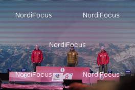 12.02.2017, Hochfilzen, Austria (AUT): Johannes Thingnes Boe (NOR), Martin Fourcade (FRA), Ole Einar Bjoerndalen (NOR), (l-r) - IBU world championships biathlon, medals, Hochfilzen (AUT). www.nordicfocus.com. © NordicFocus. Every downloaded picture is fee-liable.