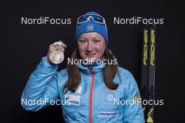 09.02.2017, Hochfilzen, Austria (AUT): Olga Podchufarova (RUS) - IBU world championships biathlon, medals, Hochfilzen (AUT). www.nordicfocus.com. © NordicFocus. Every downloaded picture is fee-liable.