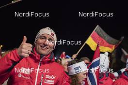 12.02.2017, Hochfilzen, Austria (AUT): Norwegian Teammanager celebrates - IBU world championships biathlon, medals, Hochfilzen (AUT). www.nordicfocus.com. © NordicFocus. Every downloaded picture is fee-liable.