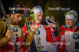 12.02.2017, Hochfilzen, Austria (AUT): Ole Einar Bjoerndalen (NOR), Johannes Thingnes Boe (NOR) - IBU world championships biathlon, pursuit men, Hochfilzen (AUT). www.nordicfocus.com. © NordicFocus. Every downloaded picture is fee-liable.