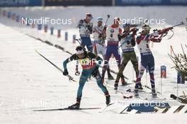 12.02.2017, Hochfilzen, Austria (AUT): Martin Fourcade (FRA), Lowell Bailey (USA), Simon Schempp (GER), Ole Einar Bjoerndalen (NOR), (l-r) - IBU world championships biathlon, pursuit men, Hochfilzen (AUT). www.nordicfocus.com. © NordicFocus. Every downloaded picture is fee-liable.