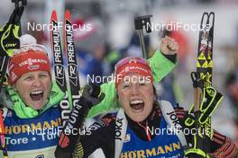 17.02.2017, Hochfilzen, Austria (AUT): Franziska Hildebrand (GER), Laura Dahlmeier (GER), (l-r) - IBU world championships biathlon, relay women, Hochfilzen (AUT). www.nordicfocus.com. © NordicFocus. Every downloaded picture is fee-liable.