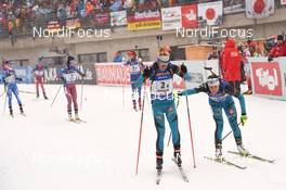 17.02.2017, Hochfilzen, Austria (AUT): Justine Braisaz (FRA), Marie Dorin Habert (FRA) - IBU world championships biathlon, relay women, Hochfilzen (AUT). www.nordicfocus.com. © NordicFocus. Every downloaded picture is fee-liable.