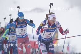 17.02.2017, Hochfilzen, Austria (AUT): Olga Podchufarova (RUS), Kaia Woeiebn Nicolaisen (NOR), (l-r) - IBU world championships biathlon, relay women, Hochfilzen (AUT). www.nordicfocus.com. © NordicFocus. Every downloaded picture is fee-liable.