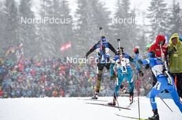 17.02.2017, Hochfilzen, Austria (AUT): Anais Chevalier (FRA), Vanessa Hinz (GER) - IBU world championships biathlon, relay women, Hochfilzen (AUT). www.nordicfocus.com. © NordicFocus. Every downloaded picture is fee-liable.
