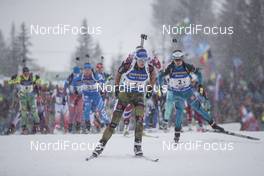 17.02.2017, Hochfilzen, Austria (AUT): Vanessa Hinz (GER), Anais Chevalier (FRA), (l-r) - IBU world championships biathlon, relay women, Hochfilzen (AUT). www.nordicfocus.com. © NordicFocus. Every downloaded picture is fee-liable.