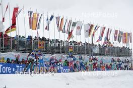 17.02.2017, Hochfilzen, Austria (AUT): Vanessa Hinz (GER), Anais Chevalier (FRA), Lisa Vittozzi (ITA), Kaia Woeiebn Nicolaisen (NOR) - IBU world championships biathlon, relay women, Hochfilzen (AUT). www.nordicfocus.com. © NordicFocus. Every downloaded picture is fee-liable.
