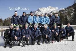 14.02.2017, Hochfilzen, Austria (AUT): Christian Gow (CAN), Brendan Green (CAN), Rosanna Crawford (CAN), Megan Tandy (CAN), Julia Ransom (CAN), Emma Lunder (CAN), Scott Gow (CAN), Macx Davies (CAN), (l-r), Matthias Ahrens (GER) coach Team Canada - IBU world championships biathlon, training, Hochfilzen (AUT). www.nordicfocus.com. © NordicFocus. Every downloaded picture is fee-liable.