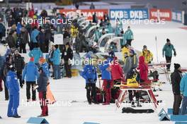26.11.2017, Oestersund, Sweden, (SWE): Event Feature: View over the coaches area at the shooting range - IBU world cup biathlon, single mixed relay, Oestersund (SWE). www.nordicfocus.com. © Manzoni/NordicFocus. Every downloaded picture is fee-liable.
