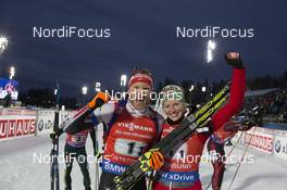 26.11.2017, Oestersund, Sweden, (SWE): Simon Eder (AUT), Lisa Theresa Hauser (AUT), (l-r) - IBU world cup biathlon, single mixed relay, Oestersund (SWE). www.nordicfocus.com. © Manzoni/NordicFocus. Every downloaded picture is fee-liable.