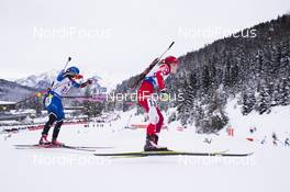 10.12.2017, Hochfilzen, Austria (AUT): Kadri Lehtla (EST), Emma Lunder (CAN), (l-r) -  IBU world cup biathlon, relay women, Hochfilzen (AUT). www.nordicfocus.com. © Manzoni/NordicFocus. Every downloaded picture is fee-liable.