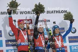 08.12.2017, Hochfilzen, Austria (AUT): Anastasiya Kuzmina (SVK), Darya Domracheva (BLR), Dorothea Wierer (ITA), (l-r) -  IBU world cup biathlon, sprint women, Hochfilzen (AUT). www.nordicfocus.com. © Manzoni/NordicFocus. Every downloaded picture is fee-liable.