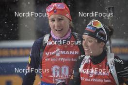 08.12.2017, Hochfilzen, Austria (AUT): Anastasiya Kuzmina (SVK), Selina Gasparin (SUI), (l-r) -  IBU world cup biathlon, sprint women, Hochfilzen (AUT). www.nordicfocus.com. © Manzoni/NordicFocus. Every downloaded picture is fee-liable.