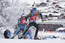 17.12.2017, Annecy-Le Grand Bornand, France (FRA): Quentin Fillon Maillet (FRA), Simon Schempp (GER), (l-r) -  IBU world cup biathlon, mass men, Annecy-Le Grand Bornand (FRA). www.nordicfocus.com. © Manzoni/NordicFocus. Every downloaded picture is fee-liable.