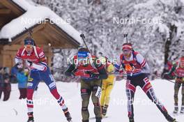 17.12.2017, Annecy-Le Grand Bornand, France (FRA): Erik Lesser (GER), Simon Eder (AUT), (l-r) -  IBU world cup biathlon, mass men, Annecy-Le Grand Bornand (FRA). www.nordicfocus.com. © Manzoni/NordicFocus. Every downloaded picture is fee-liable.