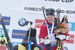 16.12.2017, Annecy-Le Grand Bornand, France (FRA): Martin Fourcade (FRA), Johannes Thingnes Boe (NOR), (l-r) -  IBU world cup biathlon, pursuit men, Annecy-Le Grand Bornand (FRA). www.nordicfocus.com. © Manzoni/NordicFocus. Every downloaded picture is fee-liable.