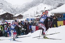 16.12.2017, Annecy-Le Grand Bornand, France (FRA): Erlend Bjoentegaard (NOR), Simon Eder (AUT), (l-r) -  IBU world cup biathlon, pursuit men, Annecy-Le Grand Bornand (FRA). www.nordicfocus.com. © Manzoni/NordicFocus. Every downloaded picture is fee-liable.