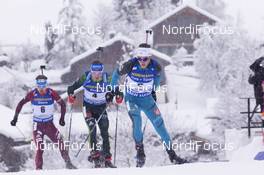 16.12.2017, Annecy-Le Grand Bornand, France (FRA): Anton Shipulin (RUS), Simon Schempp (GER), Antonin Guigonnat (FRA), (l-r) -  IBU world cup biathlon, pursuit men, Annecy-Le Grand Bornand (FRA). www.nordicfocus.com. © Manzoni/NordicFocus. Every downloaded picture is fee-liable.