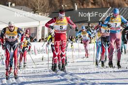 01.01.2017, Val Mustair, Switzerland (SUI): Niklas Dyrhaug (NOR), Alex Harvey (CAN), Andrey Larkov (RUS), (l-r)  - FIS world cup cross-country, tour de ski, mass men, Val Mustair (SUI). www.nordicfocus.com. © Modica/NordicFocus. Every downloaded picture is fee-liable.