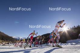 01.01.2017, Val Mustair, Switzerland (SUI): Len Valjas (CAN), Andrew Young (GBR), Sergey Ustiugov (RUS), (l-r)  - FIS world cup cross-country, tour de ski, mass men, Val Mustair (SUI). www.nordicfocus.com. © Modica/NordicFocus. Every downloaded picture is fee-liable.