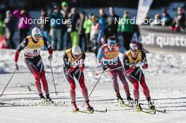 01.01.2017, Val Mustair, Switzerland (SUI): Emil Iversen (NOR), Len Valjas (CAN), Sergey Ustiugov (RUS), Martin Johnsrud Sundby (NOR), (l-r)  - FIS world cup cross-country, tour de ski, mass men, Val Mustair (SUI). www.nordicfocus.com. © Modica/NordicFocus. Every downloaded picture is fee-liable.