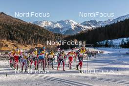 01.01.2017, Val Mustair, Switzerland (SUI): Len Valjas (CAN), Emil Iversen (NOR), Sergey Ustiugov (RUS), Federico Pellegrino (ITA), Martin Johnsrud Sundby (NOR), Finn Haagen Krogh (NOR), Alex Harvey (CAN), (l-r)  - FIS world cup cross-country, tour de ski, mass men, Val Mustair (SUI). www.nordicfocus.com. © Modica/NordicFocus. Every downloaded picture is fee-liable.