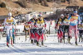 01.01.2017, Val Mustair, Switzerland (SUI): Marcus Hellner (SWE), Martin Johnsrud Sundby (NOR), Sergey Ustiugov (RUS), Dario Cologna (SUI), (l-r)  - FIS world cup cross-country, tour de ski, mass men, Val Mustair (SUI). www.nordicfocus.com. © Modica/NordicFocus. Every downloaded picture is fee-liable.