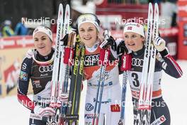 04.01.2017, Oberstdorf, Germany (GER): Heidi Weng (NOR), Stina Nilsson (SWE), Ingvild Flugstad Oestberg (NOR), (l-r)  - FIS world cup cross-country, tour de ski, pursuit women, Oberstdorf (GER). www.nordicfocus.com. © Modica/NordicFocus. Every downloaded picture is fee-liable.