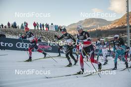 07.01.2017, Val di Fiemme, Italy (ITA): Martin Johnsrud Sundby (NOR), Dario Cologna (SUI), Didrik Toenseth (NOR), (l-r)  - FIS world cup cross-country, tour de ski, mass men, Val di Fiemme (ITA). www.nordicfocus.com. © Modica/NordicFocus. Every downloaded picture is fee-liable.