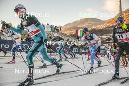 07.01.2017, Val di Fiemme, Italy (ITA): Maurice Manificat (FRA), Matti Heikkinen (FIN), Sergey Ustiugov (RUS), Jean Marc Gaillard (FRA), (l-r)  - FIS world cup cross-country, tour de ski, mass men, Val di Fiemme (ITA). www.nordicfocus.com. © Modica/NordicFocus. Every downloaded picture is fee-liable.