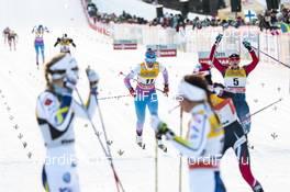07.01.2017, Val di Fiemme, Italy (ITA): Jessica Diggins (USA), Laura Mononen (FIN), (l-r)  - FIS world cup cross-country, tour de ski, mass women, Val di Fiemme (ITA). www.nordicfocus.com. © Modica/NordicFocus. Every downloaded picture is fee-liable.