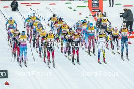 07.01.2017, Val di Fiemme, Italy (ITA): Krista Parmakoski (FIN), Ingvild Flugstad Oestberg (NOR), Heidi Weng (NOR), Stina Nilsson (SWE), Jessica Diggins (USA), (l-r)  - FIS world cup cross-country, tour de ski, mass women, Val di Fiemme (ITA). www.nordicfocus.com. © Modica/NordicFocus. Every downloaded picture is fee-liable.