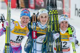 07.01.2017, Val di Fiemme, Italy (ITA): Anne Kylloenen (FIN), Stina Nilsson (SWE), Charlotte Kalla (SWE), (l-r)  - FIS world cup cross-country, tour de ski, mass women, Val di Fiemme (ITA). www.nordicfocus.com. © Modica/NordicFocus. Every downloaded picture is fee-liable.