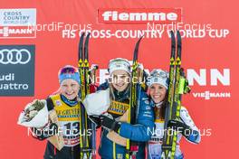 07.01.2017, Val di Fiemme, Italy (ITA): Anne Kylloenen (FIN), Stina Nilsson (SWE), Charlotte Kalla (SWE), (l-r)  - FIS world cup cross-country, tour de ski, mass women, Val di Fiemme (ITA). www.nordicfocus.com. © Modica/NordicFocus. Every downloaded picture is fee-liable.