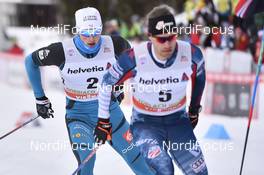 14.01.2017, Toblach, Italy (ITA): Lucas Chanavat (FRA), Simeon Hamilton (USA) - FIS world cup cross-country, individual sprint, Toblach (ITA). www.nordicfocus.com. © Thibaut/NordicFocus. Every downloaded picture is fee-liable.