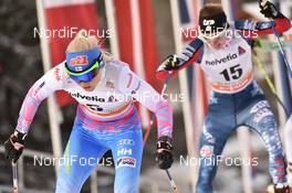 14.01.2017, Toblach, Italy (ITA): Mari Laukkanen (FIN), Sophie Caldwell (USA) - FIS world cup cross-country, individual sprint, Toblach (ITA). www.nordicfocus.com. © Thibaut/NordicFocus. Every downloaded picture is fee-liable.