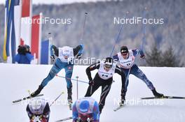 14.01.2017, Toblach, Italy (ITA): Lucas Chanavat (FRA), Jovian Hediger (SUI), Simeon Hamilton (USA) - FIS world cup cross-country, individual sprint, Toblach (ITA). www.nordicfocus.com. © Thibaut/NordicFocus. Every downloaded picture is fee-liable.