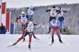 14.01.2017, Toblach, Italy (ITA): Haavard Solaas Taugboel (NOR), Sindre Bjoernestad Skar (NOR), Lucas Chanavat (FRA), Anton Gafarov (RUS), Jovian Hediger (SUI) - FIS world cup cross-country, individual sprint, Toblach (ITA). www.nordicfocus.com. © Thibaut/NordicFocus. Every downloaded picture is fee-liable.
