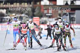 15.01.2017, Toblach, Italy (ITA): Katri Lylynpera (FIN), Maiken Caspersen Falla (NOR), Laurien Van der Graaff (SUI), Stefanie Boehler (GER) - FIS world cup cross-country, team sprint, Toblach (ITA). www.nordicfocus.com. © Thibaut/NordicFocus. Every downloaded picture is fee-liable.  