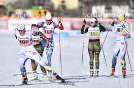 15.01.2017, Toblach, Italy (ITA): Ida Ingemarsdotter (SWE), Sophie Caldwell (USA), Sandra Ringwald (GER), Hanna Falk (SWE) - FIS world cup cross-country, team sprint, Toblach (ITA). www.nordicfocus.com. © Thibaut/NordicFocus. Every downloaded picture is fee-liable.